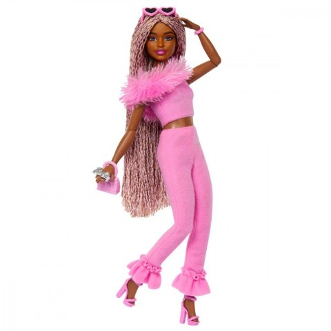 Lalka barbie deluxe style 4 różowy komplet z futerkiem