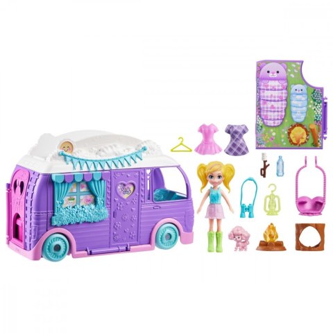 Zestaw figurek polly pocket glampingowy van kamper + laleczka