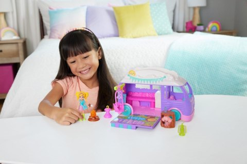 Zestaw figurek polly pocket glampingowy van kamper + laleczka