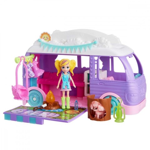 Zestaw figurek polly pocket glampingowy van kamper + laleczka