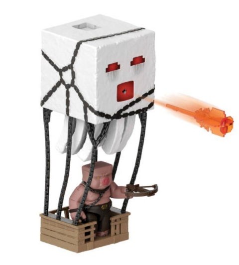 Zestaw z figurką minecraft atakujący ghast z pociskiem