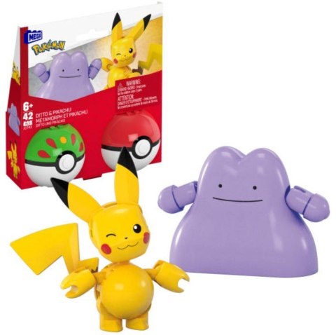 Klocki mega pokemon pokeball pikachu i ditto 42 elementy