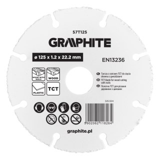 Tarcza z ostrzem TCT do cięcia drewna z gwoździami 125 x 1.2 x 22.22 mm