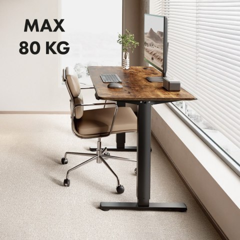 Biurko elektryczne regulacja wys. Ergo Office, max wys. 1160mm, max - 80 kg, bez blatu do pracy stojąco siedzącej, czarne, ER-40
