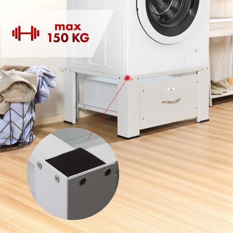 Podstawa pod pralkę / suszarkę z szufladą Maclean, max. obciążenie 150kg, biała, MC-117 W