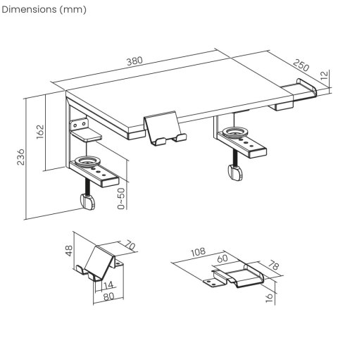 Podstawka pod laptop / monitor Ergo Office, max. obciążenie 20kg, dla przekąt. 13-32", czarna, ER-303 B