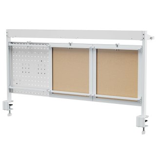 Przegroda biurkowa / organizer Ergo Office, max. obciążenie 10kg, biała i korkowa tablica, szerokość 1250mm, biała, ER-300 W