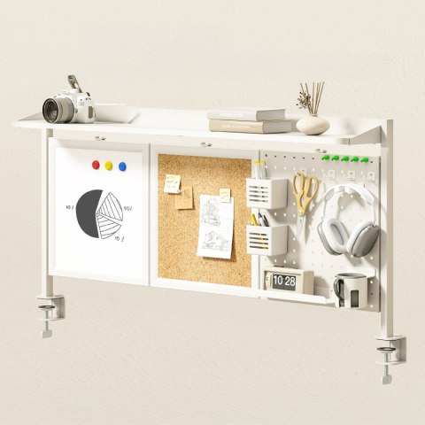 Przegroda biurkowa / organizer Ergo Office, max. obciążenie 10kg, biała i korkowa tablica, szerokość 1250mm, biała, ER-300 W