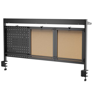 Przegroda biurkowa / organizer Ergo Office, max. obciążenie 10kg, biała i korkowa tablica, szerokość 1250mm, czarna,ER-300 B