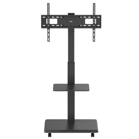 Stand / wózek dla TV Ergo-Office, max. obciążenie 50kg / 5kg półka, max. VESA 600x400, wbud. listwa zasil., czarny, ER-304 B