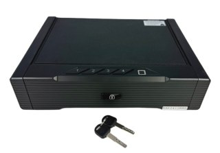 Sejf meblowy z zamkiem elektronicznym i biometrycznym kompaktowy czarny
