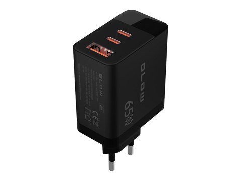 76-030# Ładowarka sieciowa gniazdo usb + usb-cx2 pd 65w gan czarna