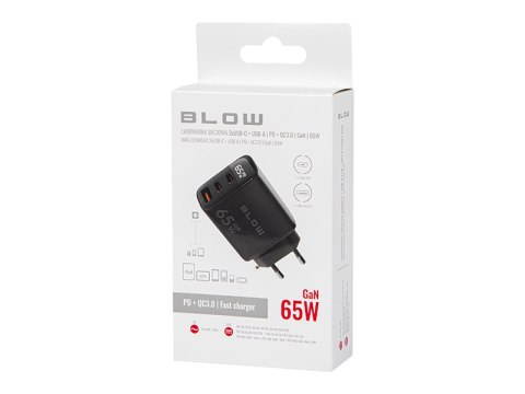 76-030# Ładowarka sieciowa gniazdo usb + usb-cx2 pd 65w gan czarna