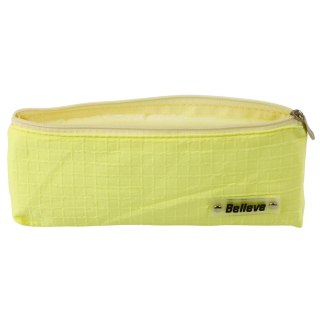 Piórnik Szkolny Biurowy Jednokomorowy Tłoczona Kratka Żółty 21x9,5cm