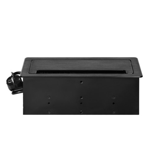 Gniazdo meblowe wpuszczane w blat z płaskim frezowanym rantem, szczotką przeciwkurzową i przewodem 1,5m, 2x2P+Z (French), 2xUSB 