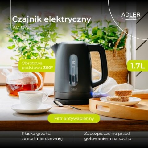 AD 1379b Czajnik elektryczny 1,7 l | strix | płaska grzałka | automatyczne wyłączanie | czarny