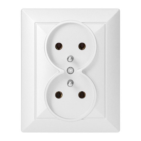 Gniazdo podwójne p/t 2x2P+Z Pearl, 16A, 250V, PT-6 P, biały