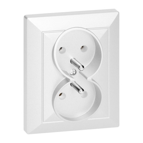 Gniazdo podwójne p/t 2x2P+Z Pearl, 16A, 250V, PT-6 P, biały