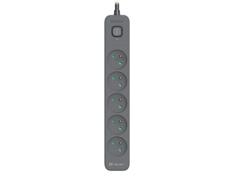 Listwa zasilająca antyprzepięciowa TRACER Power Line+ 3,0 m Graphite (5 gniazd)