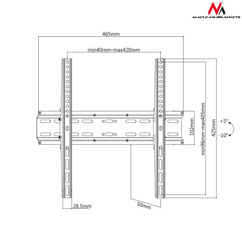 Uchwyt do telewizora lub monitora Maclean, max VESA 400x400, 32-70", 35kg, czarny, MC-748