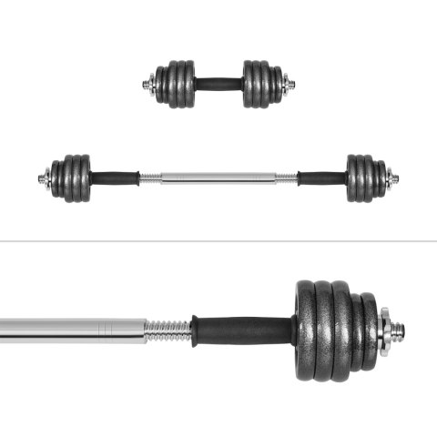 Hantle żeliwne regulowane w walizce z gryfem, zestaw 15kg REBEL ACTIVE