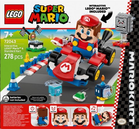 Klocki super mario 72043 mario kart - interaktywna figurka lego mario i standard kart