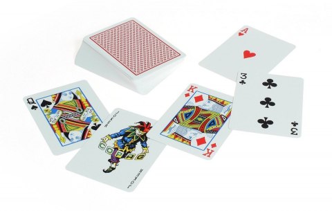 Karty poker 100% plastik pk2. talia czerwona, index w 2 rogach