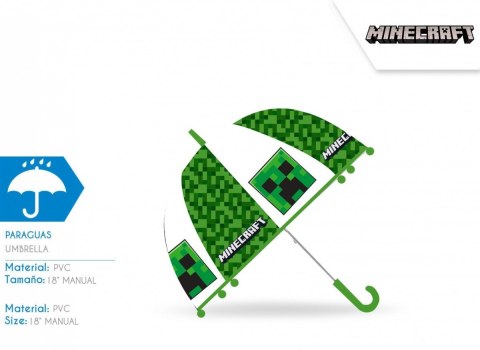 Parasolka przezroczysta manualna minecraft zielona