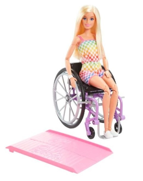 Lalka barbie fashionistas na wózku strój w kratkę