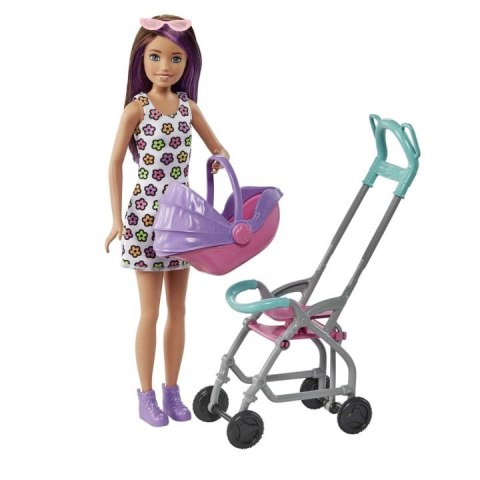 Lalka barbie opiekunka skipper wózek + bobas zestaw