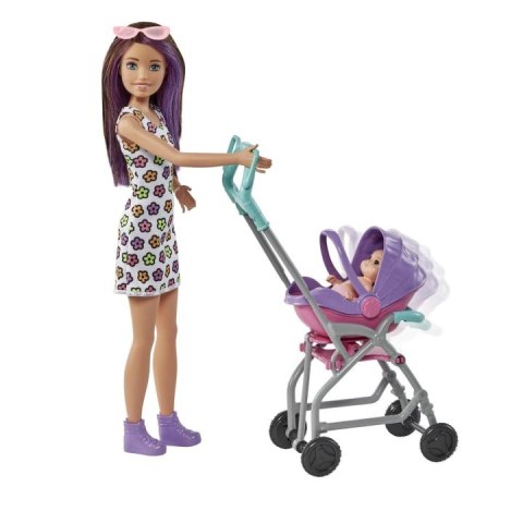 Lalka barbie opiekunka skipper wózek + bobas zestaw