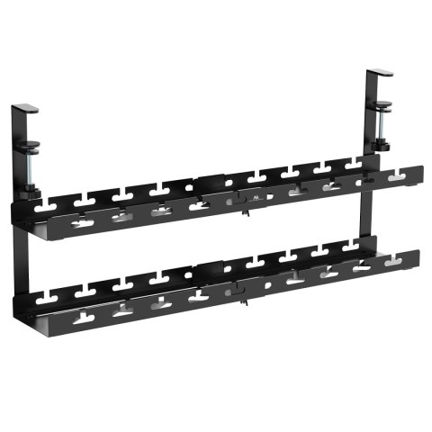 Organizer podbiurkowy na kable Maclean, max. obciążenie 5kg, max. 728mm, 2 poziomy, czarny, MC-102 B