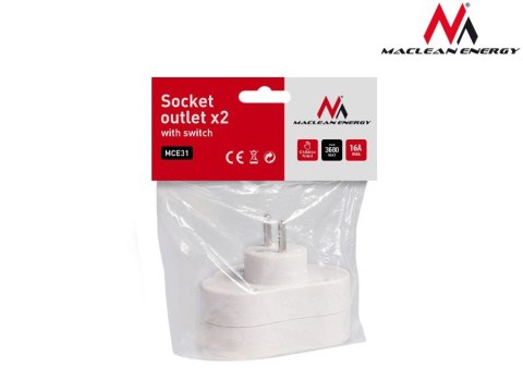 MCE31 Gniazdko prądowe X2 z wyłącznikiem 3680W