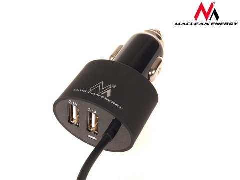 MCE76 37545 Ładowarka samochodowa 2xUSB, 5.2A, lightning spiralny 1.8m
