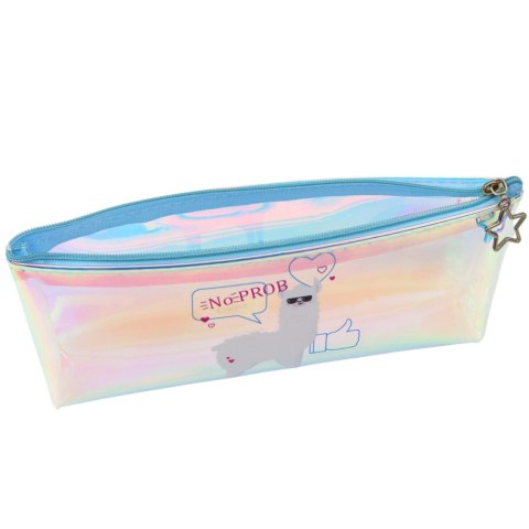 Piórnik Szkolny Dziecięcy Holograficzny Z Lamą Niebieski 21x6cm