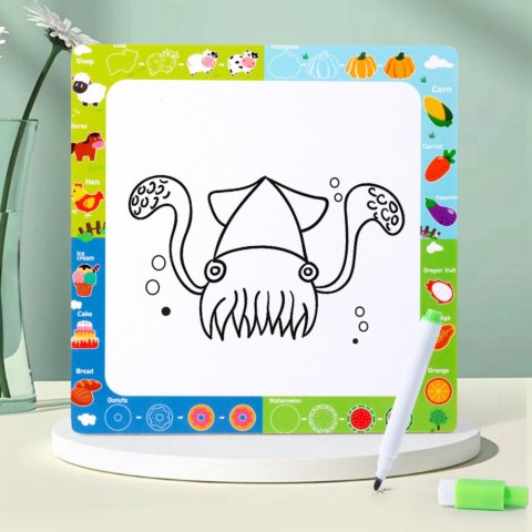 Układanka Tablica 2w1 Drewniana Edukacyjna Dzikie Zwierzęta Pisak