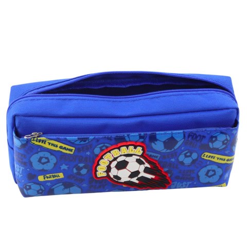 Piórnik Organizer Szkolny z Piłką Nożną Dwie Kieszenie Niebieski