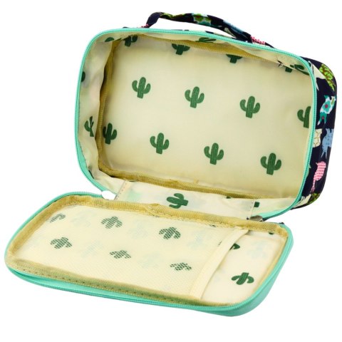 Piórnik Szkolny Organizer Pojemny Dodatkowa Kieszonka Granatowy 21,5cm