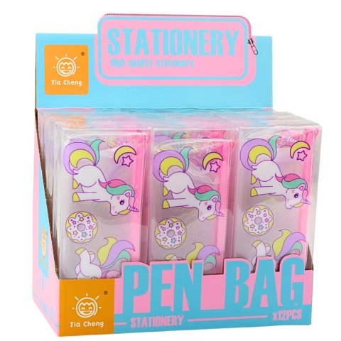 Piórnik Szkolny Przybornik Przeźroczysty Donut Jednorożce 20 x 8,5 x 4cm