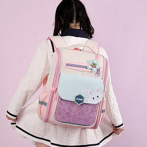 Plecak Szkolny Z Królikiem Pas Piersiowy Pastelowy 21L