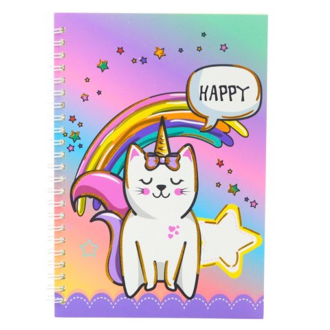 Zeszyt Notatnik W Linie Kot Jednorożec Kolorowy A5 60 Kartek