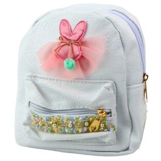 Plecak Dziecięcy Tłoczony Królik Tiul Ozdobna Taśma Biały 2,5L 20cm