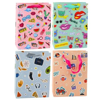 Torba Prezentowa Naklejki Kolorowe Znaczki 23 x 18 x 10,5 cm