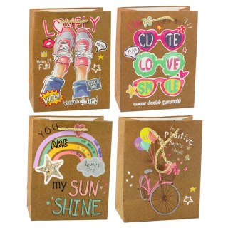 Torba Prezentowa Papierowa Kolorowe Motywy 23 x 18 x 10,5 cm