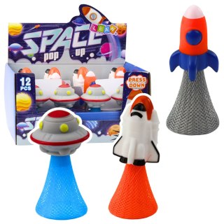 Skaczący Statek Kosmiczny Na Sprężynie Kolorowy Światła 11cm Mix