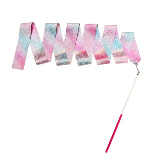Wstążka Gimnastyczna Do Tańca Ćwiczeń Róż Fiolet Błękit Błyszcząca 205x5cm