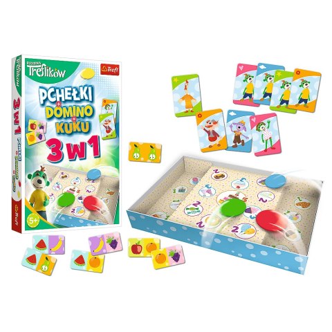 Gra rodzinna Rodzina Treflików 3w1 Domino Pchełki Kuku Trefliki Trefl 01921