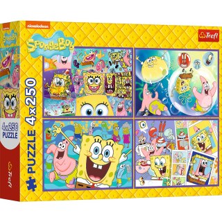 Puzzle - 4x250 - Szalony świat Sponge Boba - Trefl 13342