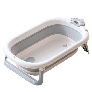 Wanienka Z Termometrem Dla Niemowląt Składana Materac W Gwiazdki Szara