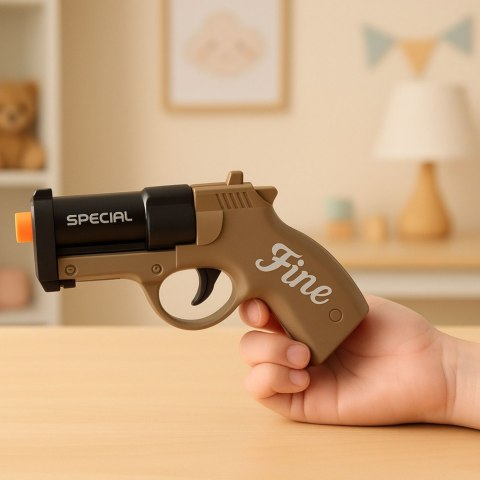 Mini Pistolet Broń Na Naboje I Łuski Czarno-Brązowy 13,5 cm